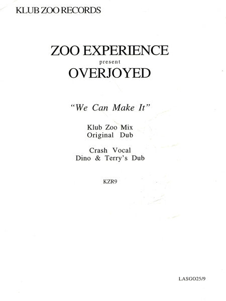 Zoo Experience Present Overjoyd : We Can Make It (12", Promo, W/Lbl)