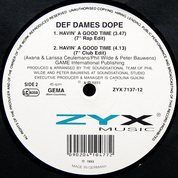 Def Dames Dope : Havin' A Good Time (12")