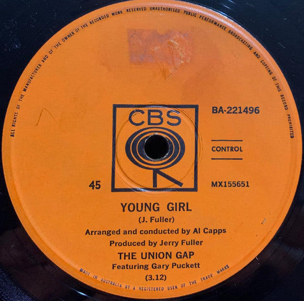 Gary Puckett &amp; The Union Gap : Young Girl (7&quot;, Single, Fir)