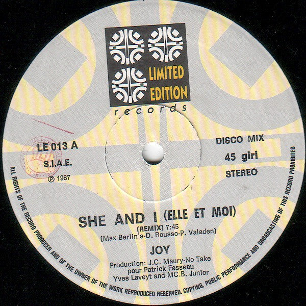 Joy (8) : She And I = Elle Et Moi (12")