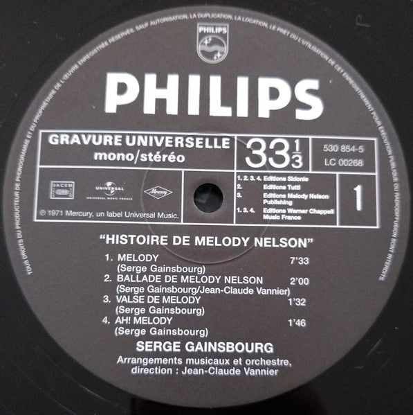 Serge Gainsbourg : Histoire De Melody Nelson (LP, Album, RE, Gat)