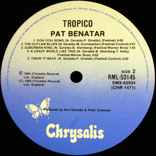 Pat Benatar : Tropico (LP, Album)