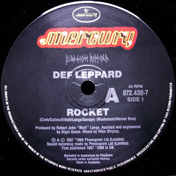 Def Leppard : Rocket (7", Single)