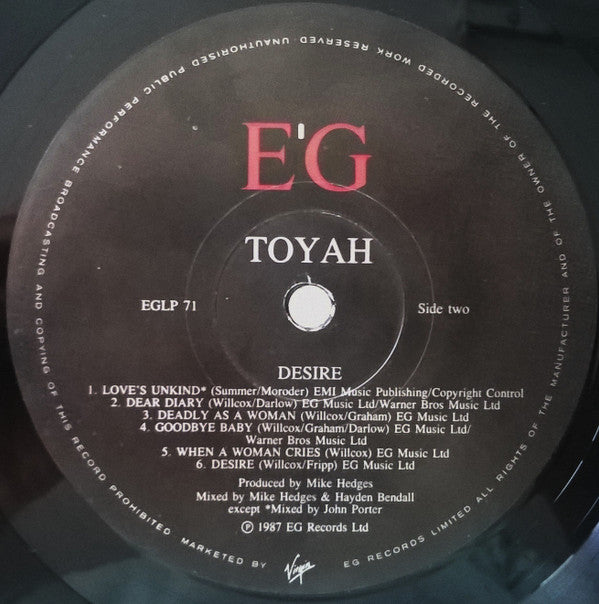 Toyah : Desire (LP, Album)