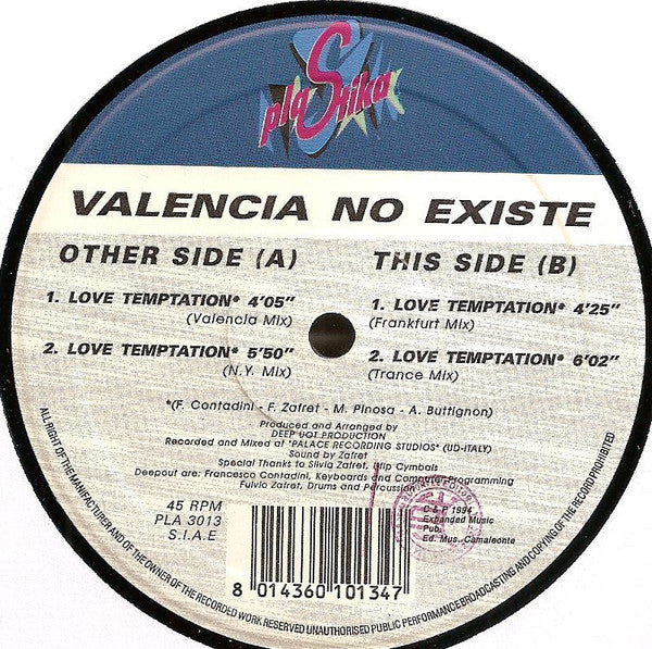 Valencia No Existe : Love Temptation (12")