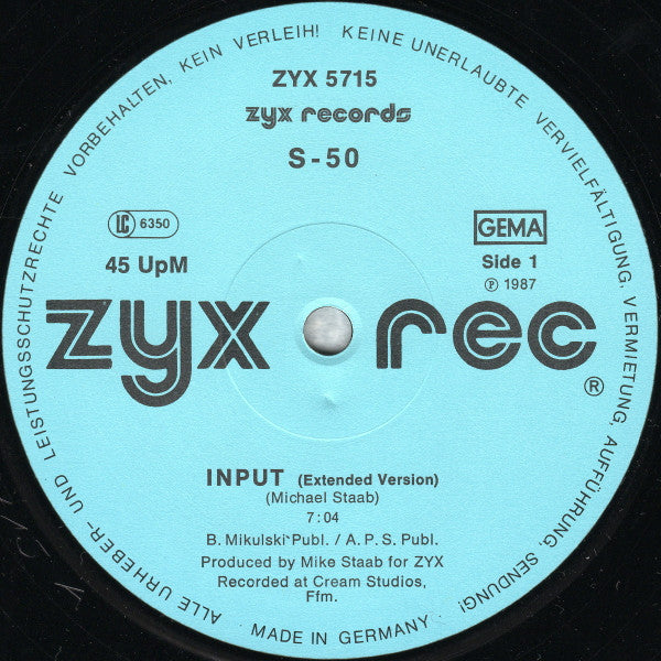 S-50 : Input (12", Maxi)