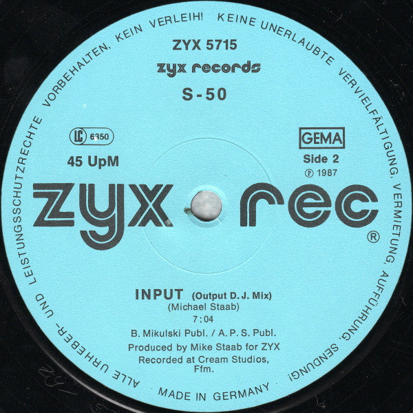 S-50 : Input (12", Maxi)