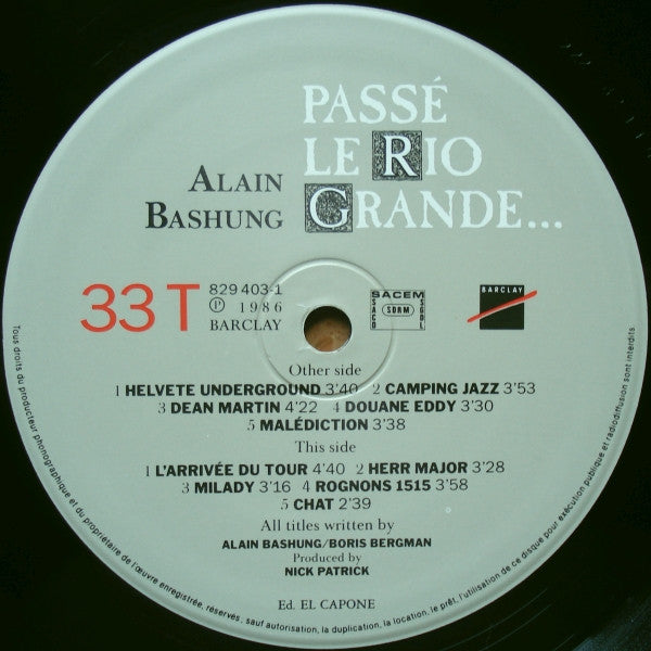 Alain Bashung : Passé Le Rio Grande... (LP, Album)