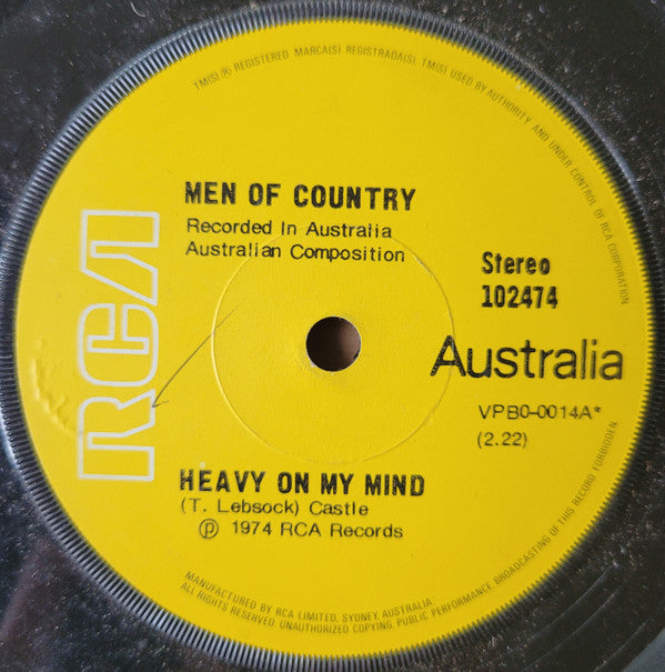 Men Of Country : Heavy On My Mind (7", Single)