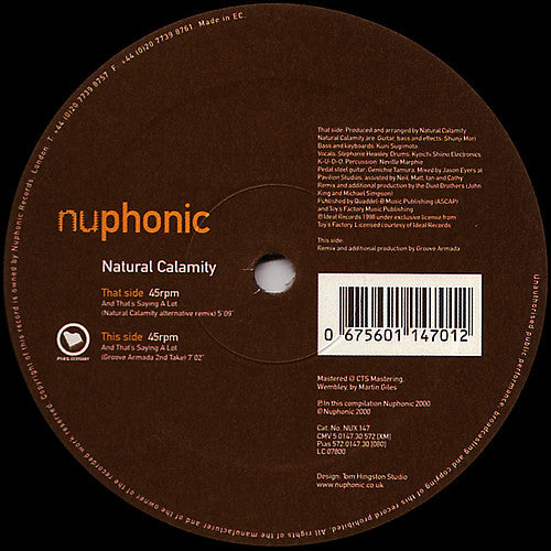 Natural Calamity : And That&#39;s Saying A Lot (12&quot;)