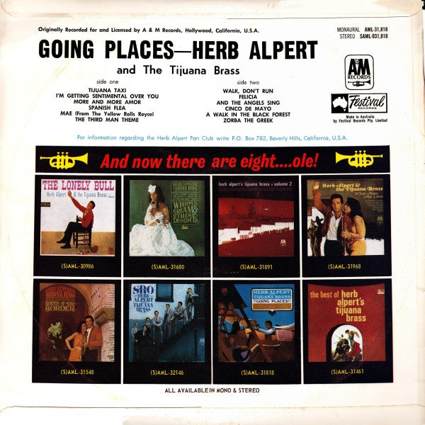 Herb Alpert & The Tijuana Brass : !!Going Places!! (LP, Album, Mono, RP)