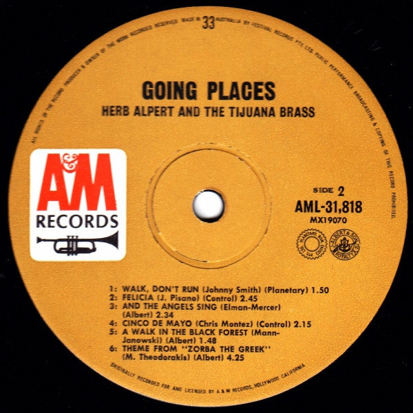Herb Alpert & The Tijuana Brass : !!Going Places!! (LP, Album, Mono, RP)