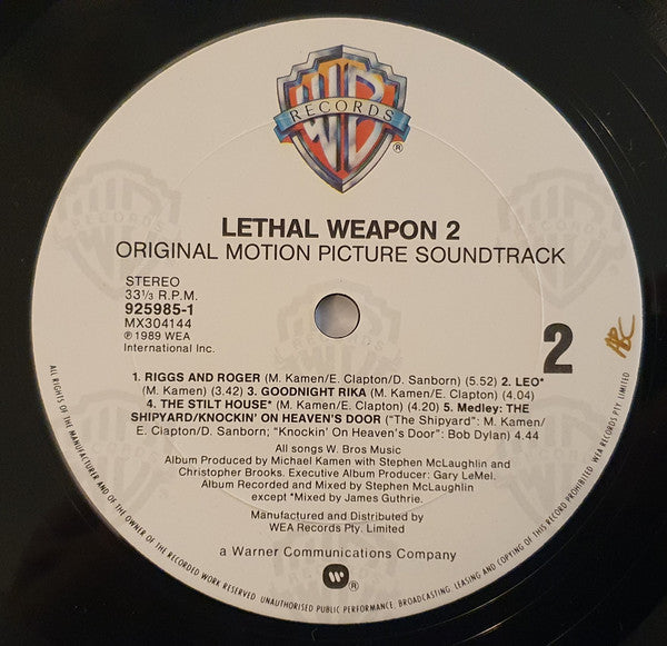 Various : Lethal Weapon 2 (Original Motion Picture Soundtrack) (LP, Album)