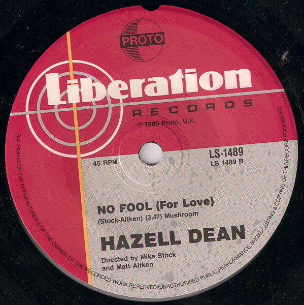 Hazell Dean : No Fool (For Love) (7", Single)