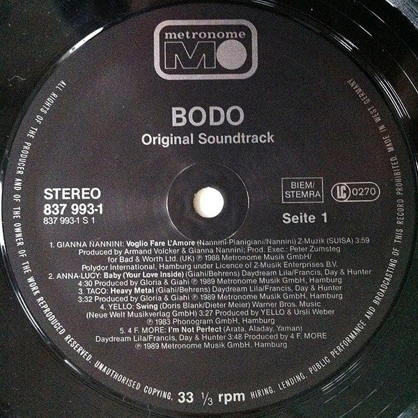 Various : Bodo - Original Soundtrack Aus Dem Film (LP, Comp)