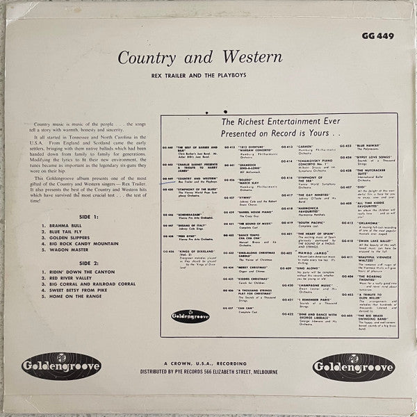 Rex Trailer And The Playboys : Country And Western (LP, Album)