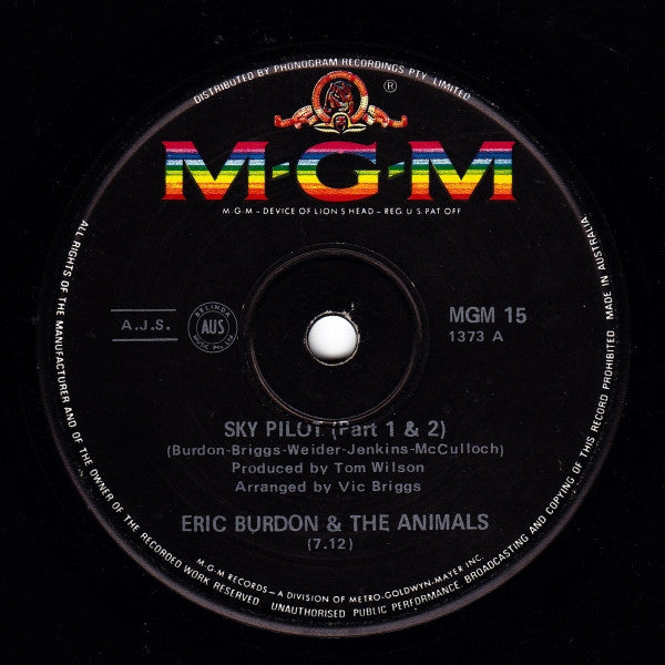 Eric Burdon &amp; The Animals : Sky Pilot (7&quot;, Single, Mono)