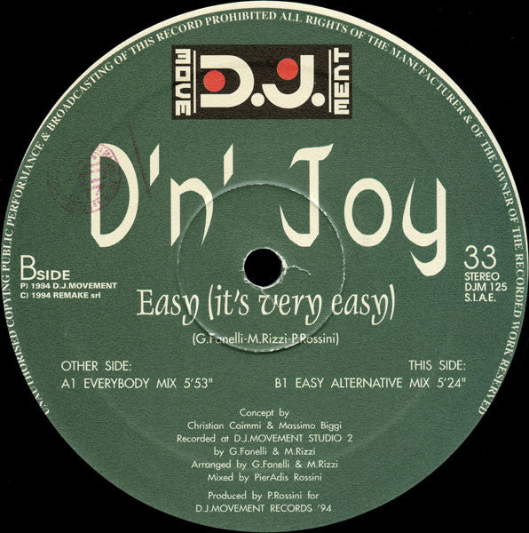 D&#39;n&#39; Joy : Easy (It&#39;s Very Easy) (12&quot;)