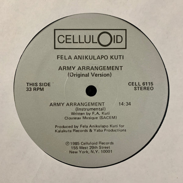 Fela Kuti & Egypt 80 : Army Arrangement (12")
