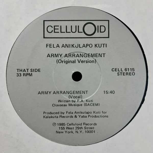 Fela Kuti & Egypt 80 : Army Arrangement (12")
