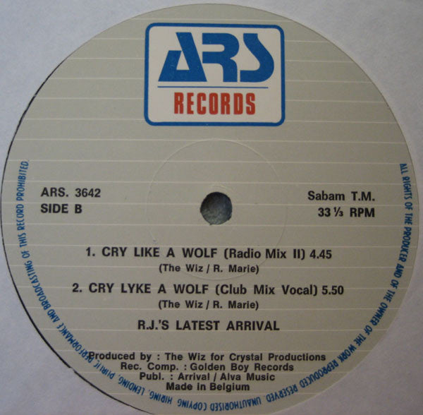 R.J.'s Latest Arrival : Cry Like A Wolf (12", Single)