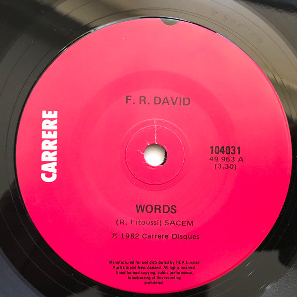 F.R. David : Words (7&quot;, Single)