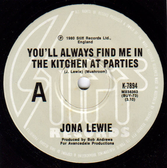 Jona Lewie : You&#39;ll Always Find Me In The Kitchen At Parties (7&quot;, Single)