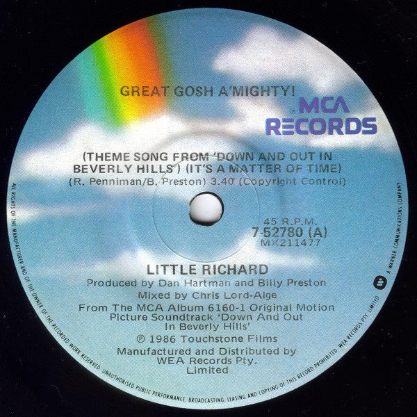Little Richard : Great Gosh A'Mighty! (Theme Song From 'Down And Out In Beverly Hills') (It's A Matter Of Time) (7", Single)