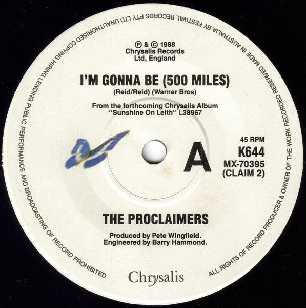 The Proclaimers : I'm Gonna Be (500 Miles) (7", Single, Ltd)