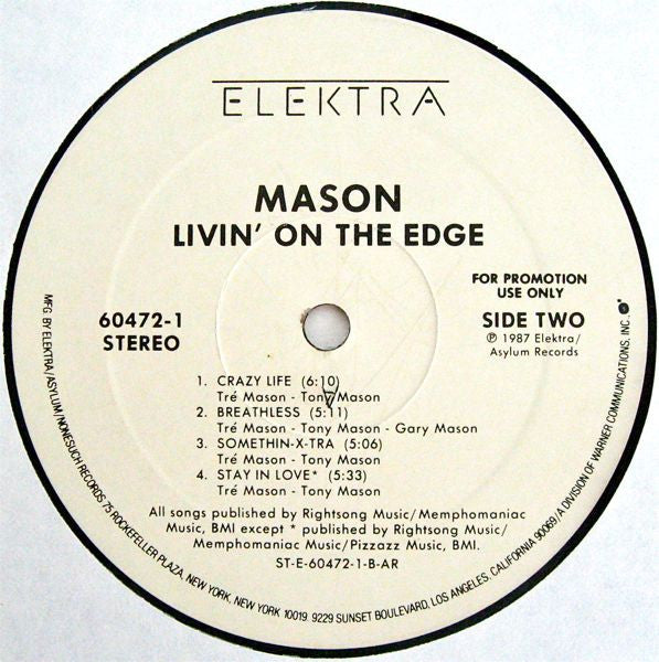 Mason (3) : Livin' On The Edge (LP, Album, Promo)