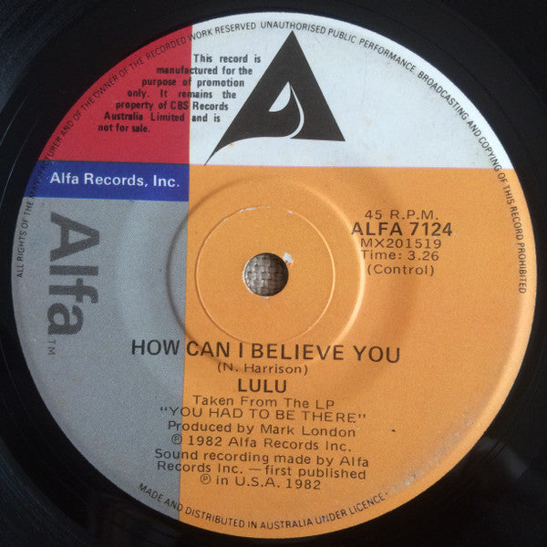 Lulu : I Will Do It For Your Love (7", Single)