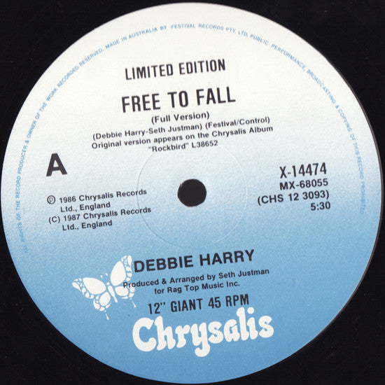 Deborah Harry : Free To Fall (12", Ltd)