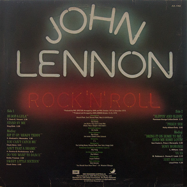 John Lennon : Rock 'N' Roll (LP, Album, RE)