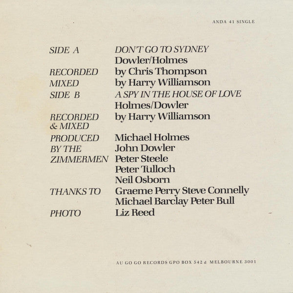 The Zimmermen : Don't Go To Sydney (7", Single)