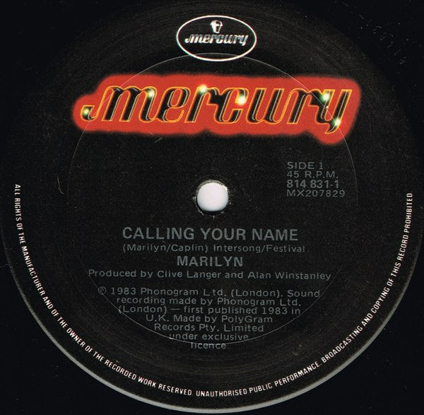Marilyn : Calling Your Name (12", Ltd)