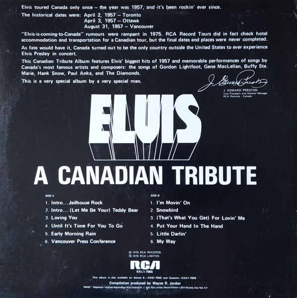 Elvis Presley : A Canadian Tribute (LP, Comp, Gol)
