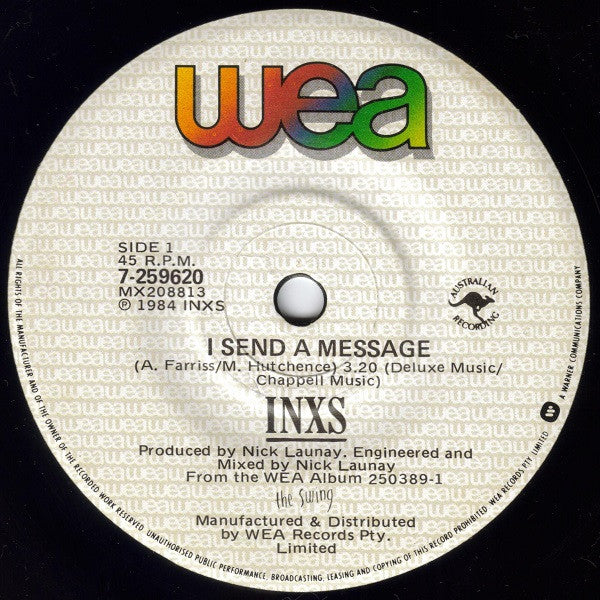 INXS : I Send A Message (7", Single)