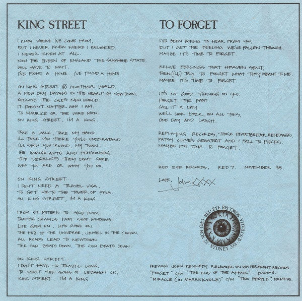 John Kennedy's Love Gone Wrong : King Street (7", Single)