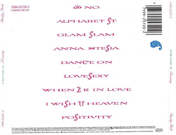 Prince : Lovesexy (CD, Album, RP)