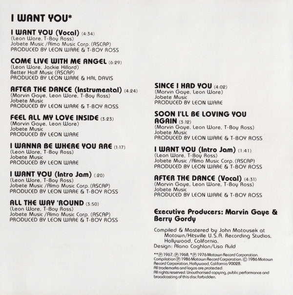 Marvin Gaye : I Heard It Through The Grapevine / I Want You (CD, Comp)