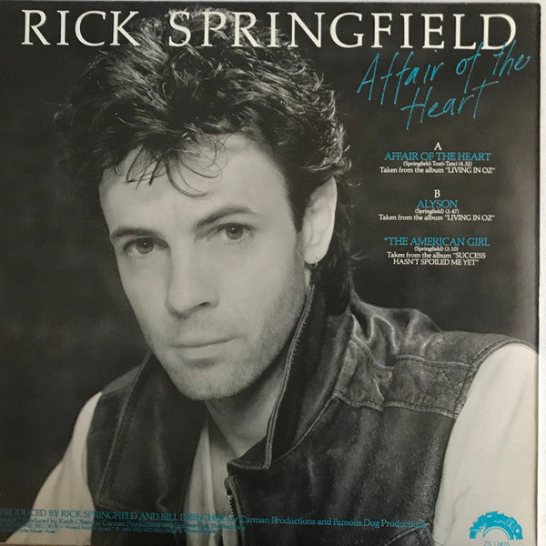 Rick Springfield : Affair Of The Heart (12", Maxi)