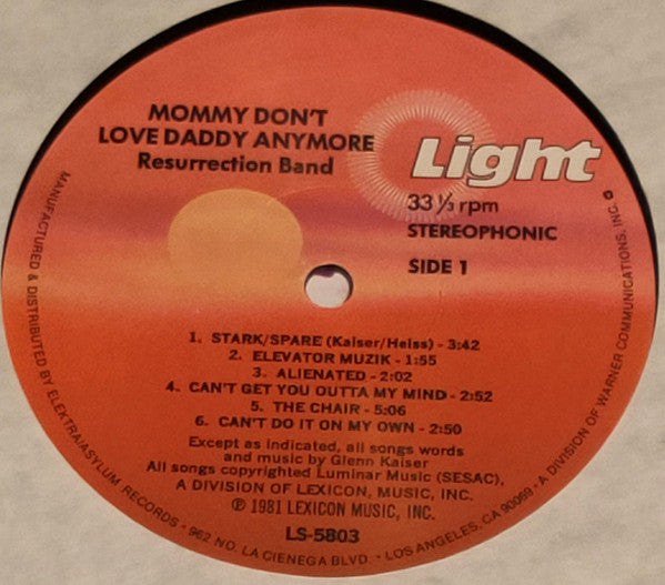 Resurrection Band : Mommy Don't Love Daddy Any More (LP, Album, Gat)