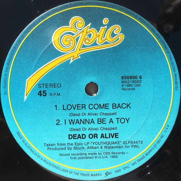 Dead Or Alive : I'll Save You All My Kisses (The Sonia Mezumbda Memorial Mix) (12", Single)
