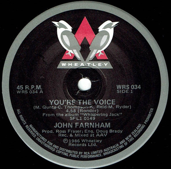 John Farnham : You're The Voice (7", Single)