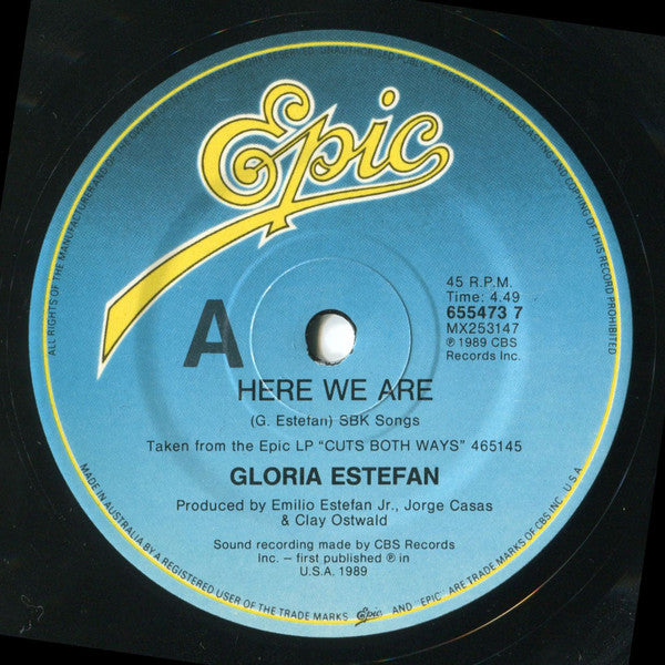 Gloria Estefan : Here We Are (7", Single)