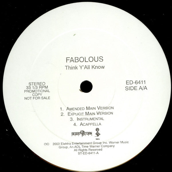 Fabolous : Think Y&#39;All Know (12&quot;, Promo)