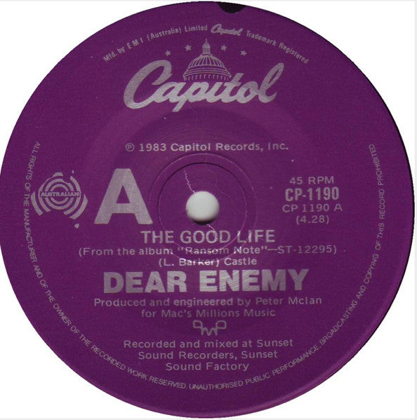 Dear Enemy : The Good Life (7", Single)