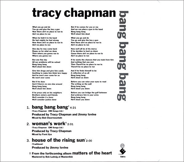 Tracy Chapman : Bang Bang Bang (CD, Maxi)