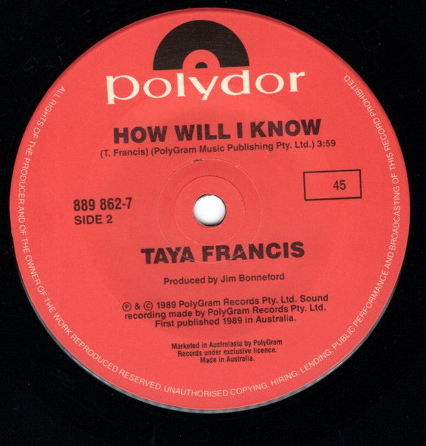 Taya Francis : Never Realised (7", Single, Mixed)