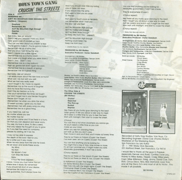 Boys Town Gang : Cruisin' The Streets (LP, Album)